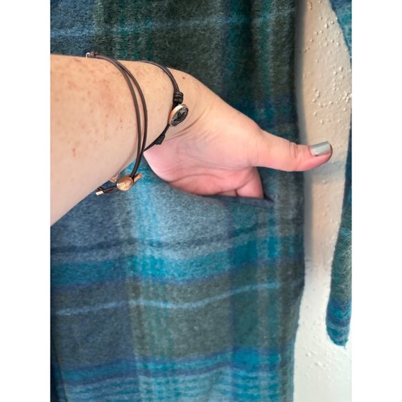 Rachel Zoe green plaid wool blend open jacket Coat - Picture 14 of 14